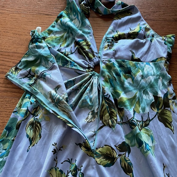 Hawaii Nei Vintage 70s Keyring Halter Floral Maxi Dress 10 Romantic Fairycore - Picture 5 of 6